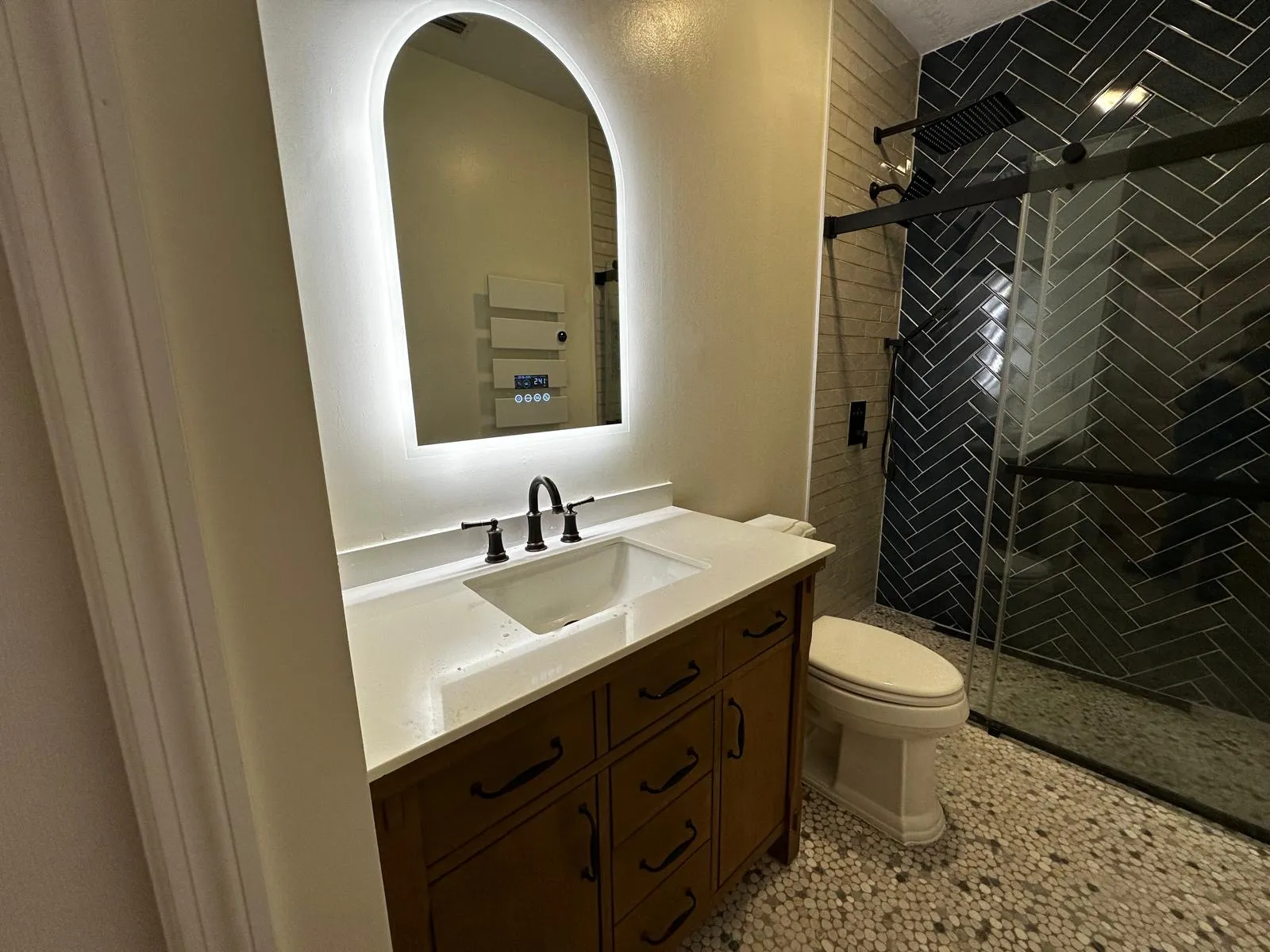 Neutral kitchen and bath remodel detail as illustrative interior visual.